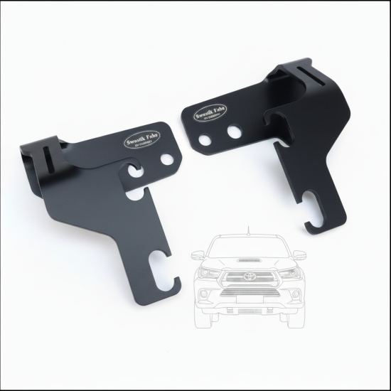 Ditch light brackets with Antenna mount for Hilux/fortuner_Stainless steel Black powder coated.