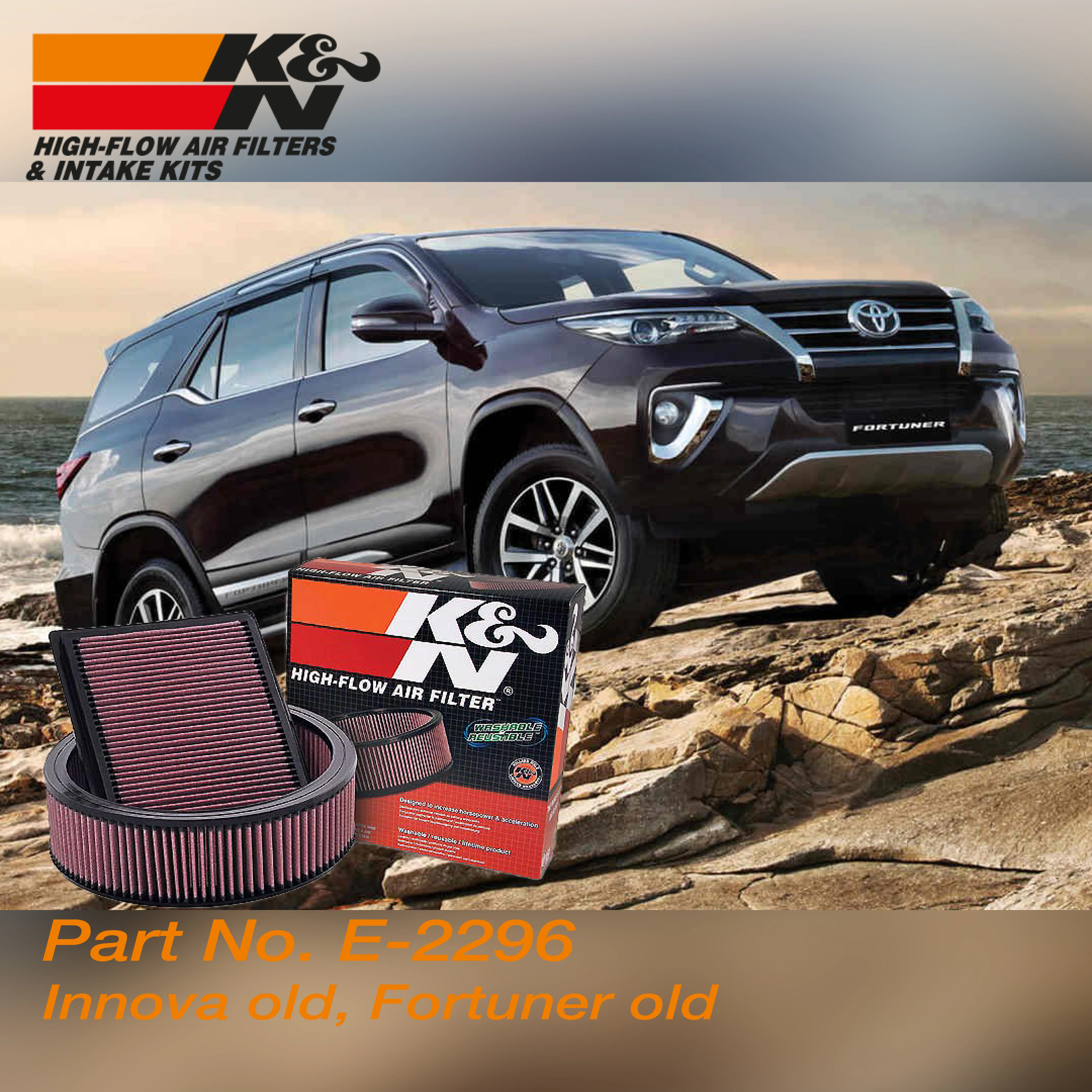 thumbnail image 2 of K&N 33-3080 High-Flow Air Filter - Fits Toyota Corolla, Avalon, Camry, Fiat 500X - Washable & Reusable 2 of 6